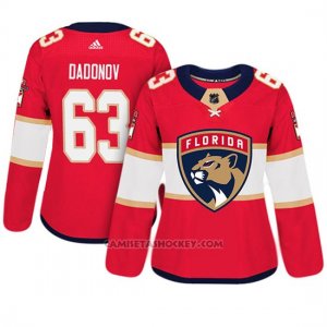 Camiseta Mujer Florida Panthers 63 Evgenii Dadonov Adizero Jugador Home Rojo