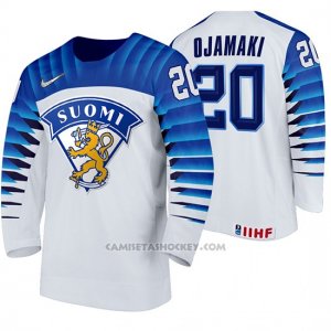 Camiseta Hockey Finlandia Niko Ojamaki Home 2020 IIHF World Championship Blanco