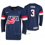 Camiseta Hockey USA Henry Thrun 2019 IIHF World U18 Championship Azul