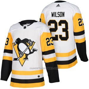 Camiseta Hockey Hombre Autentico Pittsburgh Penguins 23 Scott Wilson Away 2018 Blanco