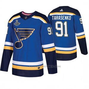 Camiseta Hockey St. Louis Blues Vladimir Tarasenko 2019 Stanley Cup Campeones Autentico Jugador Azul