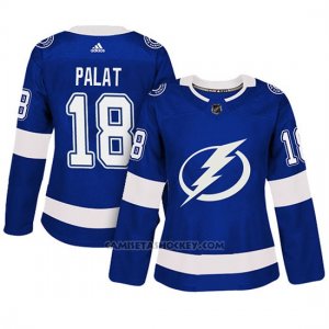 Camiseta Mujer Tampa Bay Lightning 18 Ondrej Palat Blue Adizero Jugador Home