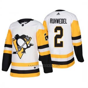 Camiseta Pittsburgh Penguins Chad Ruhwedel Away Adidas Autentico Jugador Blanco