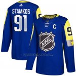 Camiseta Hockey Hombre Tampa Bay Lightning 91 Steven Stamkos Azul 2018 All Star Atlantic Division Autentico Stitched