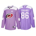 Camiseta Hockey Hombre Autentico Carolina Hurricanes 86 Teuvo Teravainen Hockey Fights Cancer 2018 Violeta