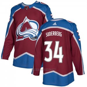 Camiseta Hockey Colorado Avalanche 34 Carl Soderberg Primera Autentico Rojo