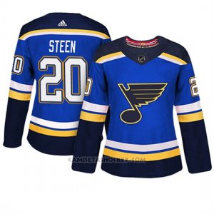 Camiseta Mujer St. Louis Blues 20 Alexander Steen Blue Adizero Jugador Home