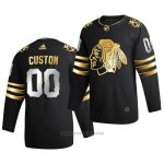 Camiseta Hockey Chicago Blackhawks Personalizada Golden Edition Limited Autentico 2020-21 Negro