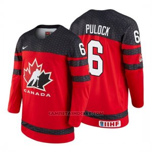 Camiseta Canada Team Ryan Pulock 2018 Iihf World Championship Jugador Rojo