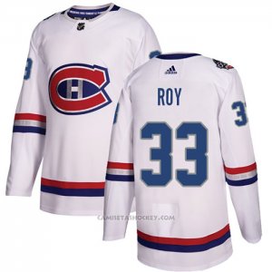 Camiseta Hockey Montreal Canadiens 33 Patrick Roy Autentico 2017 100 Classic Blanco