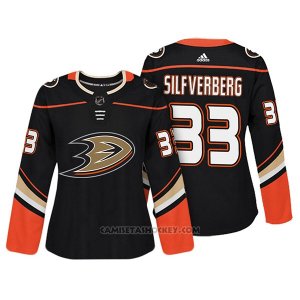 Camiseta Hockey Mujer Anaheim Ducks 33 Jakob Silfverberg Negro Autentico Jugador