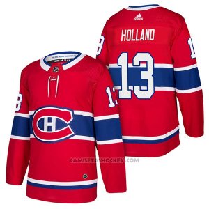 Camiseta Hockey Hombre Autentico Montreal Canadiens 13 Peter Holland Home 2018 Rojo