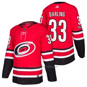 Camiseta Hockey Hombre Autentico Carolina Hurricanes 33 Scott Darling Home 2018 Rojo