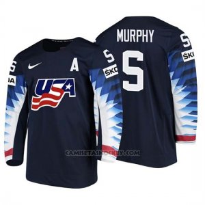 Camiseta USA Team Connor Murphy 2018 Iihf Men World Championship Jugador Negro