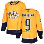 Camiseta Hockey Hombre Nashville Predators 9 Filip Forsberg Amarillo Home Autentico Stitched