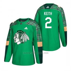 Camiseta Chicago Blackhawks Duncan Keith 2018 St. Patrick's Day Verde