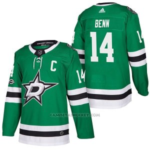 Camiseta Hockey Hombre Autentico Dallas Stars 14 Jamie Benn Home 2018 Verde