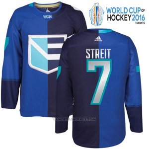 Camiseta Hockey Europa Mark Streit 7 Premier World Cup 2016 Azul