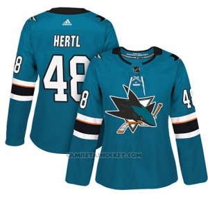 Camiseta Mujer Sharks 48 Tomas Hertl Teal Adizero Jugador Home