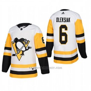 Camiseta Hockey Hombre Pittsburgh Penguins 6 Jamie Oleksiak Away Autentico Jugador Blanco