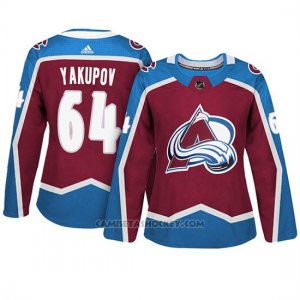 Camiseta Mujer Colorado Avalanche 64 Nail Yakupov Maroon Adizero Jugador Home