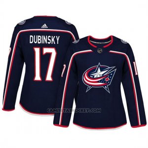 Camiseta Mujer Blue Columbus Blue Jackets 17 Brandon Dubinsky Adizero Jugador Home Azul