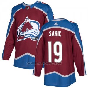 Camiseta Hockey Nino Colorado Avalanche 19 Joe Sakic Burgundy Home Autentico Stitched