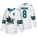 Camiseta Hockey Hombre San Jose Sharks 8 Joe Pavelski 2018 Blanco