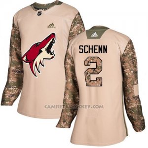 Camiseta Hockey Mujer Arizona Coyotes 2 Luke Schenn Camo Autentico 2017 Veterans Day Stitched