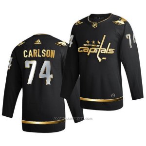 Camiseta Hockey Washington Capitals John Carlson Golden Edition Limited Autentico 2020-21 Negro