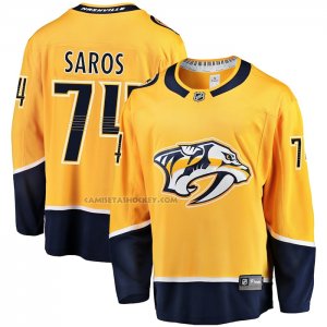 Camiseta Hockey Nashville Predators Juuse Saros Primera Premier Breakaway Oro