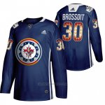 Camiseta Hockey Winnipeg Jets Laurent Brossoit 2020 Wasac Night Indigenous Heritage Azul