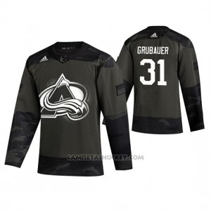 Camiseta Hockey Colorado Avalanche Philipp Grubauer 2019 Veterans Day Camuflaje