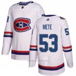 Camiseta Hockey Montreal Canadiens 53 Victor Mete Autentico 2017 100 Classic Blanco
