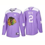 Camiseta Hockey Hombre Autentico Chicago Blackhawks 2 Duncan Keith Hockey Fights Cancer 2018 Violeta