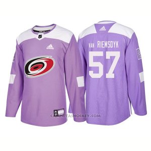 Camiseta Hockey Hombre Autentico Carolina Hurricanes 57 Trevor Van Riemsdyk Hockey Fights Cancer 2018 Violeta