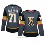 Camiseta Hockey Mujer Vegas Golden Knights 71 William Karlsson Gris Autentico Home