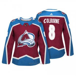 Camiseta Hockey Mujer Colorado Avalanche 8 Joe Colborne Maroon Autentico Jugador