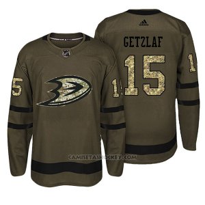 Camiseta Hockey Hombre Anaheim Ducks 15 Ryan Getzlaf Verde Camo