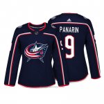 Camiseta Hockey Mujer Columbus Blue Jackets 9 Artemi Panarin Azul Autentico Jugador