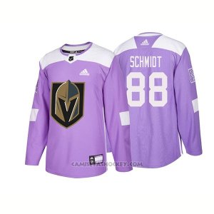 Camiseta Hockey Hombre Autentico Vegas Golden Knights 88 Nate Schmidt Hockey Fights Cancer 2018 Violeta