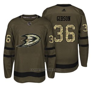 Camiseta Hockey Hombre Anaheim Ducks 36 John Gibson Verde Camo