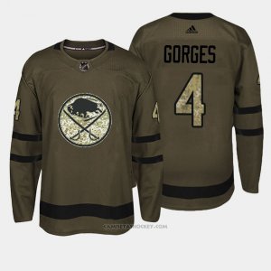 Camiseta Hockey Hombre Buffalo Sabres 4 Josh Gorges Verde Salute To Service