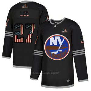 Camiseta Hockey New York Islanders Anders Lee 2020 USA Flag Negro
