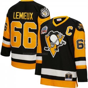 Camiseta Hockey Pittsburgh Penguins Mario Lemieux Mitchell & Ness Big & Tall 1991 Blue Line Negro