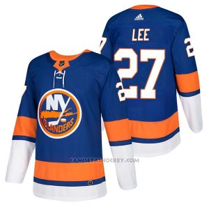 Camiseta Hockey Hombre Autentico New York Islanders 27 Anders Lee Home 2018 Azul