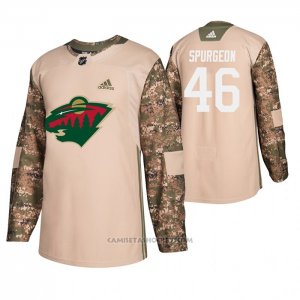 Camiseta Hockey Minnesota Wild Jared Spurgeon Veterans Day Camuflaje