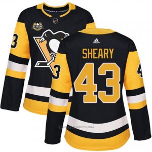 Camiseta Hockey Mujer Pittsburgh Penguins 43 Conor Sheary Negro 50 Anniversary Home Premier