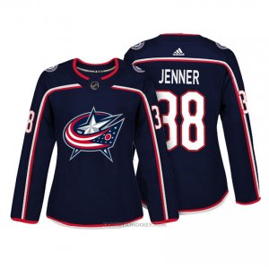 Camiseta Hockey Mujer Columbus Blue Jackets 38 Boone Jenner Azul Autentico Jugador