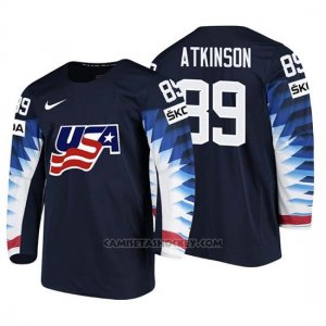 Camiseta USA Team Cam Atkinson 2018 Iihf Men World Championship Jugador Negro